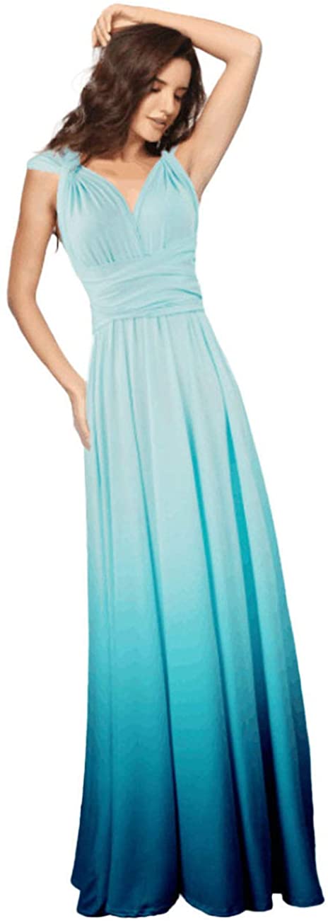 Price:$23.99    PARTY LADY Women Sexy Boho Bandage Long Maxi Dress Convertible Wrap Halter Cocktail Dress Multi Way Bridesmaid Dress  Clothing