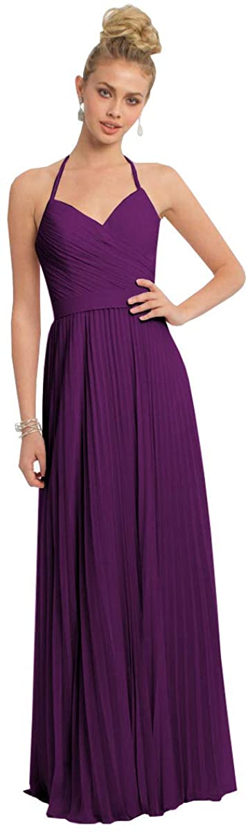 Price:$59.99 YGSY Women's A Line V-Neck Ruched Chiffon Long Bridesmaid Dress at Amazon Women’s Clothing store