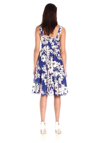 Price:$113.57    Eliza J Women's Sleeveless Fit and Flare Tiered Dress, Blue, 10  Clothing