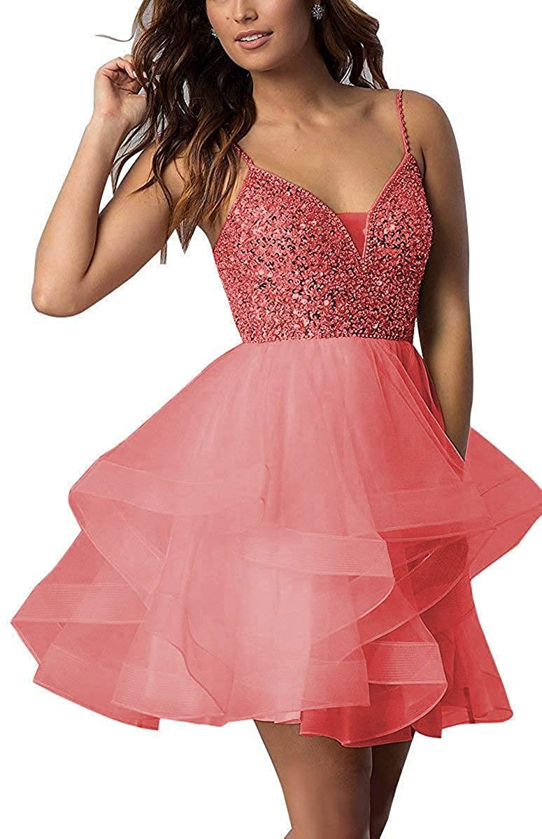Price:$58.90    XingMeng Women's Tulle Mini Prom Cocktail Party Dress  Clothing