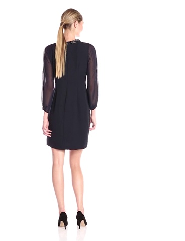 Price:$97.88    Donna Ricco Women's Sheer Long Sleeve with Necklace  Clothing