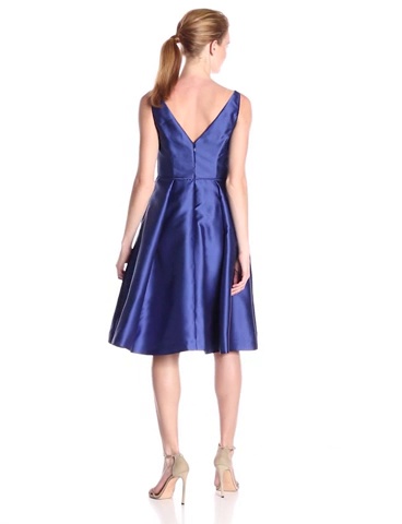 Price:$154.13    Adrianna Papell Women's V-Neck Beaded Mikado Short Party Dress, Deep Blue, 8  Clothing