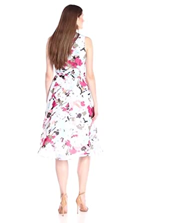 Price:$0.00    Anne Klein Women's Pleated V-Neck Midi Dress, Bright Water Combo, 14  Clothing