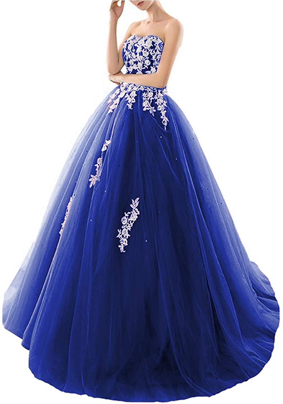 Price:$0.00 Yuki Isabelle Women's Appliques Strapless Ball Gowns Quinceanera Long Party Prom Dresses Corset Sweet 16 at Amazon Women’s Clothing store
