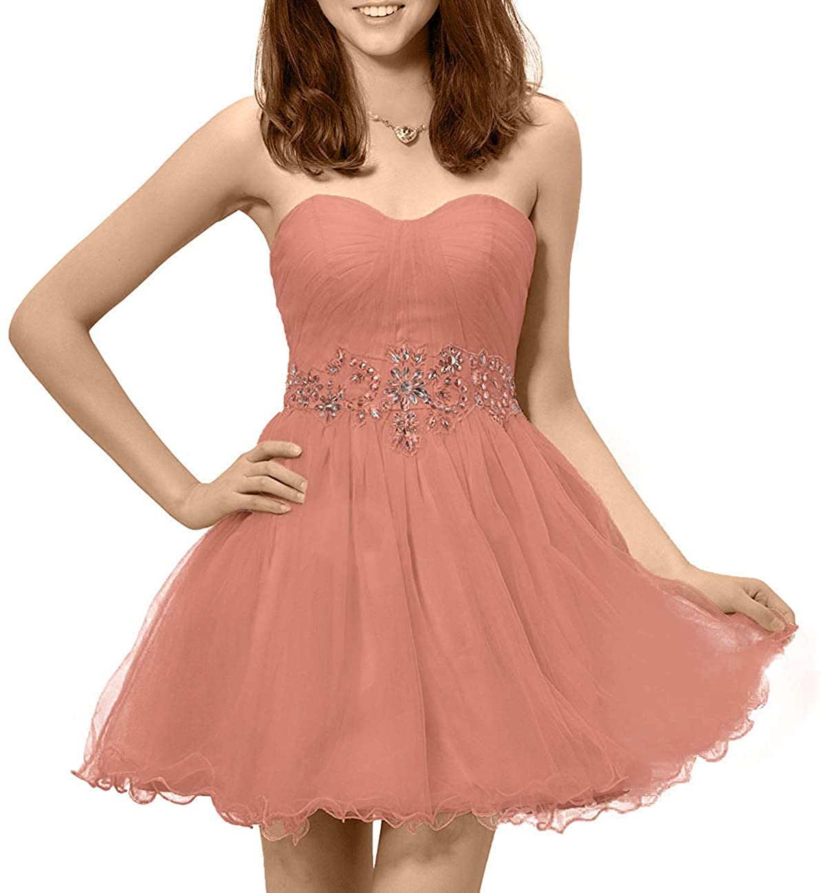 Price:$0.00    Yuki Isabelle Women's Elegant Beaded Strapless Sweetheart Party Prom Dress Short Homecoming Dresses  Clothing