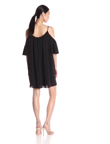 Price:$41.40    French Connection Women's Cut Out Shoulder Polly Dress, Black, Small  Clothing