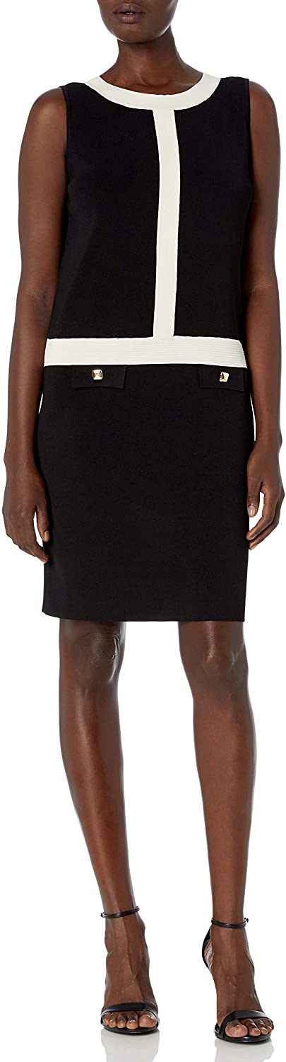 Price:$89.86 Anne Klein Women's Sleeveless Sheath Colorblock Sweater Dress at Amazon Women’s Clothing store
