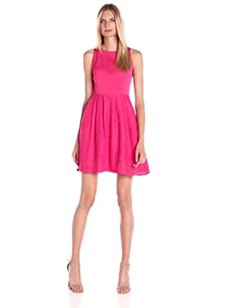 Price:$36.99    Adrianna Papell Women's Sleeveless Lace and Faille Fit-and-Flare Party Dress  Clothing