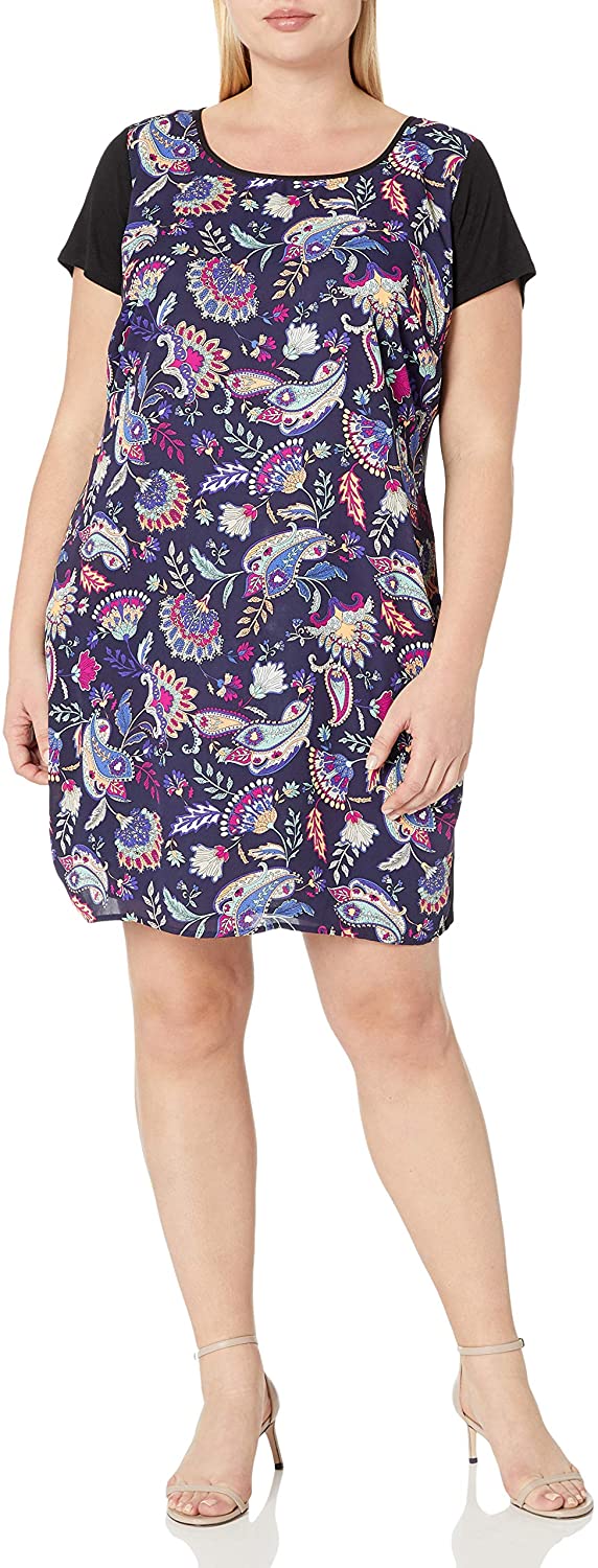 Price:$123.62    Single Dress Women's Plus Size Print Front Short Sleeve Shift Dress  Clothing