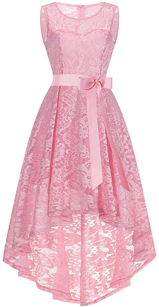 Price:$18.18    OTTATAT 2020 Summer Trendy Popular Ladies Dresses for Women, Sleeveless Formal Wedding Bridesmaid Lace Long PK/L Half Blouse Belted Sun Stand Collar Cotton Chevron Fashion Best Gift for Lover  Clothing