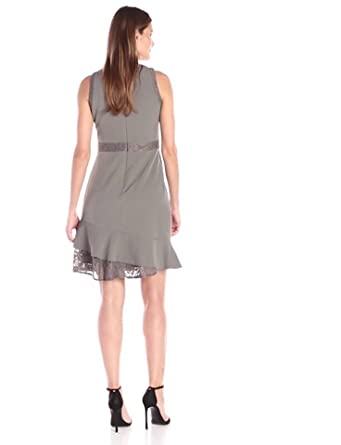 Price:$103.40    Anne Klein Women's Fit-and-Flare Tier Dress, Gray, 14  Clothing