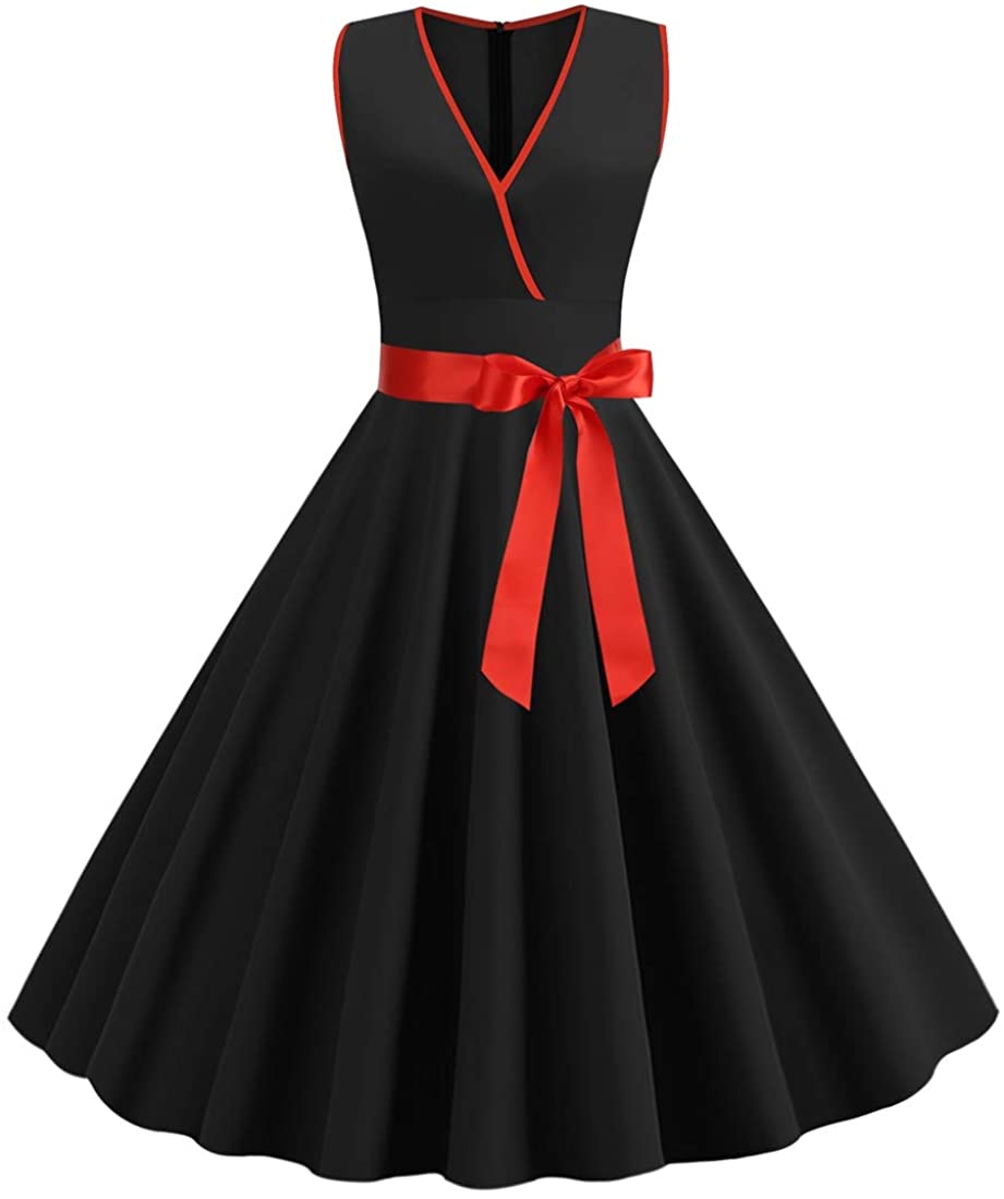 Price:$10.99 Wellwits Women's Summer Big Polka Dots V Neck Wrap Vintage Dress at Amazon Women’s Clothing store