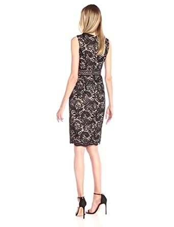 Price:$34.99    Maggy London Women's Spanish Scroll Lace Sheath  Clothing