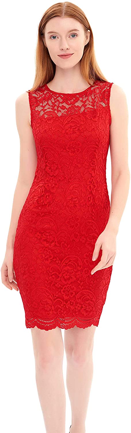 Price:$31.19    Charis Allure Women's Sleeveless Elegant Cocktail Midi Dress with Floral Lace  Clothing