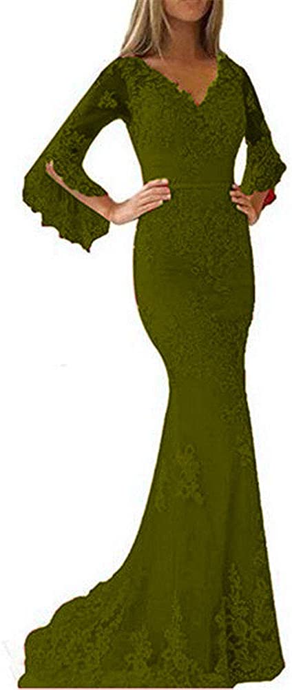 Price:$95.99 Aiyue Yishen Women's Double Flare Sleeves Prom Dress Lace Mermaid Evening Gowns at Amazon Women’s Clothing store
