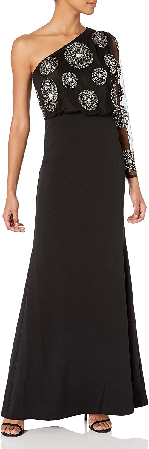 Price:$118.93 Adrianna Papell Women's Bead Crepe Long Dress at Amazon Women’s Clothing store