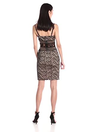Price:$18.99    WOW COUTURE Women's Spaghetti Strap Body Con Lace Dress, Black/Nude Combo, Medium  Clothing