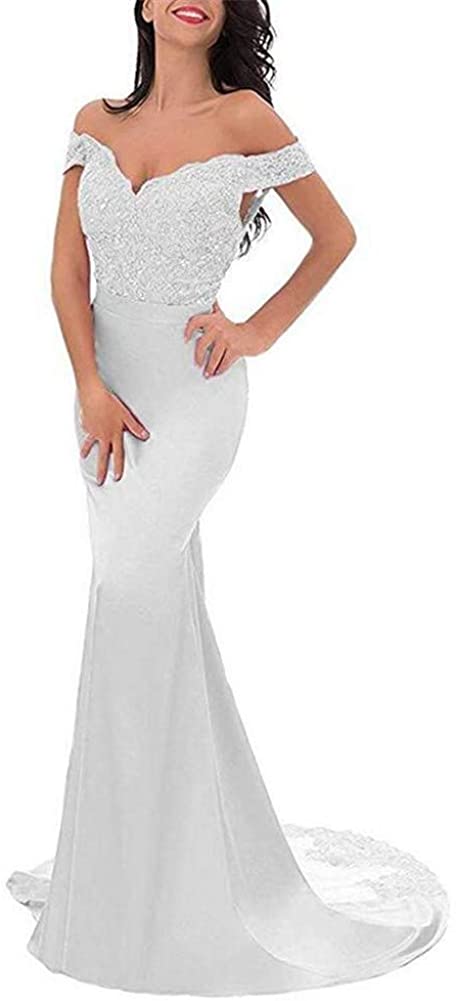 Price:$0.00 VeraQueen Women's Off- Mermaid Bridesmaid Dress Backless Prom Party Gowns at Amazon Women’s Clothing store