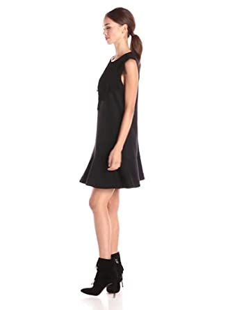 Price:$99.00    BCBGMax Azria Women's Alyn Cocktail Dress with Fringe Along Neckline  Clothing