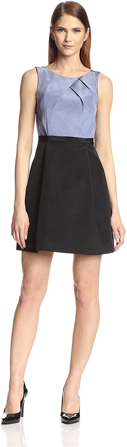 Price:$69.00    SOCIETY NEW YORK Women's Sleeveless Pleated Bodice Dress, Wedgewood/Black, 4 US  Clothing