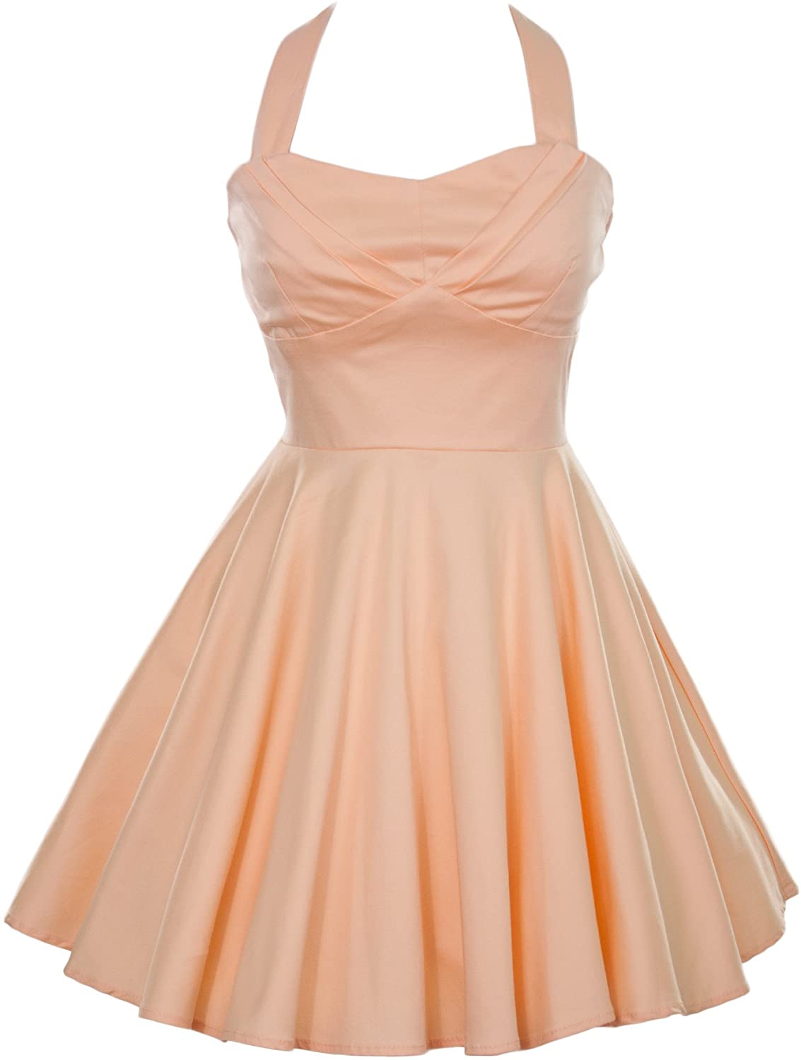 Price:$40.88 Ixia Retro Pinup Solid Vintage Aline Dress-Peach-Small at Amazon Women’s Clothing store  Modcloth Dress