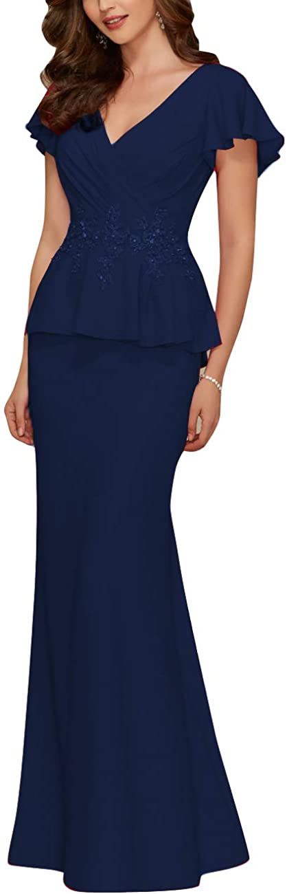 Price:$139.90 Cdress Women's Chiffon Peplum Beads Applique Mother of The Bride Dress at Amazon Women’s Clothing store