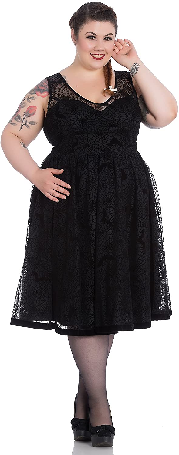 Price:$85.99    Hell Bunny Plus Size Gothic Black Spiderweb Halloween Bats Tulle Dress  Clothing