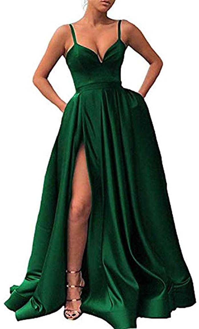 Price:$84.99    Scarisee Women Sweetheart Straps Prom Evening Party Dress Split Pockets Formal226  Clothing