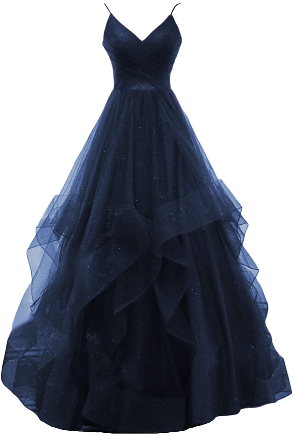 Price:$76.99 OYILAN Women's Long V-Neck Glitter Tulle Prom Party Dress With Open Back On035 at Amazon Women’s Clothing store