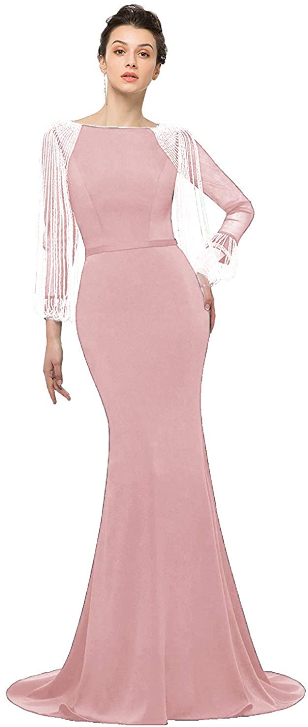Price:$90.99 OkayBridal Women's Mermaid Evening Dress Ball Gowns Beading Long Party Prom Wear at Amazon Women’s Clothing store