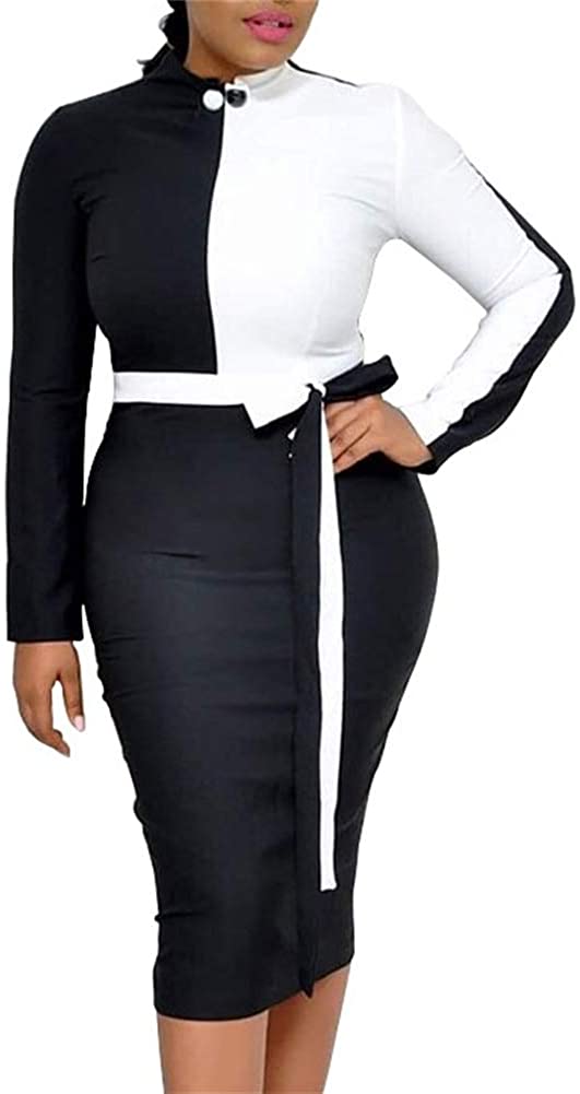 Price:$9.99 Molisry Women's Retro Short Sleeve Wear to Work Bodycon Pencil Business Dress with Belt at Amazon Women’s Clothing store