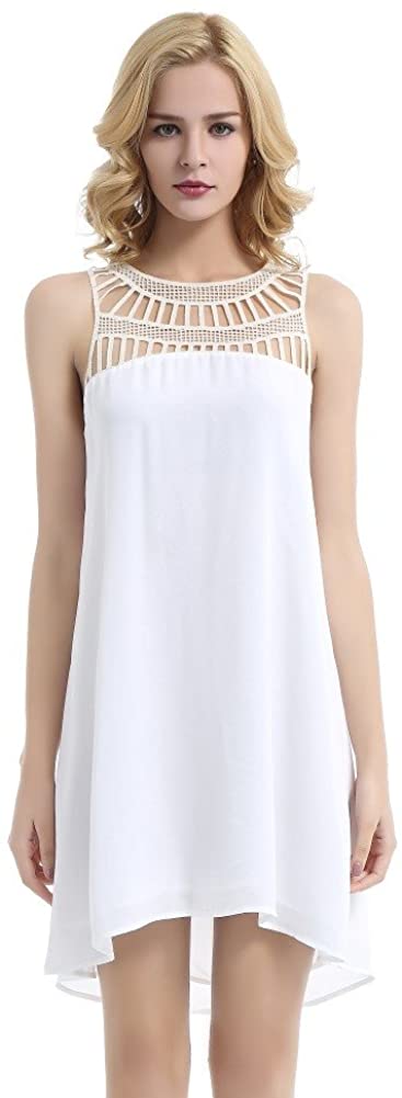 Price:$15.99 Urban Charm Women's Mesh Chiffon Sleeveless Mini Dress at Amazon Women’s Clothing store