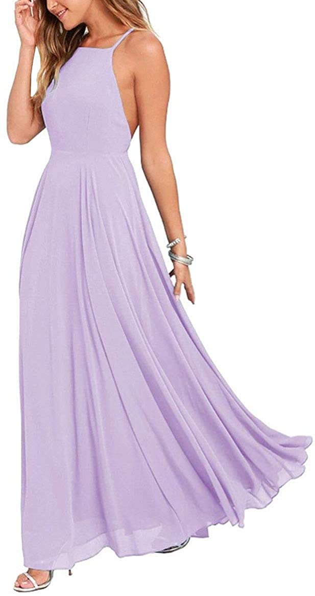 Price:$39.78 EverLove Women's Halter Backless Floor Length Prom Dress at Amazon Women’s Clothing store