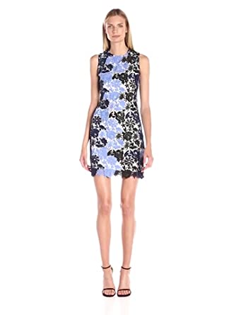 Price:$69.98    Calvin Klein Women's Sleeveless Round Neck A-line Lace Dress, Atlantis Multi, 12  Clothing