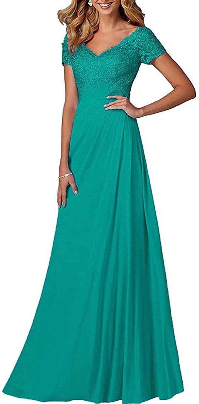 Price:$29.99 UZN Tulle V-Neck Cap Sleeves Long Lace Wedding Party Bridesmaid Dresses at Amazon Women’s Clothing store