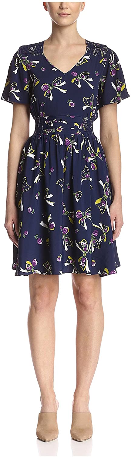 Price:$44.31    byTiMo Women's Flutter Sleeve V-Neck Shift Dress, Primrose, S  Clothing