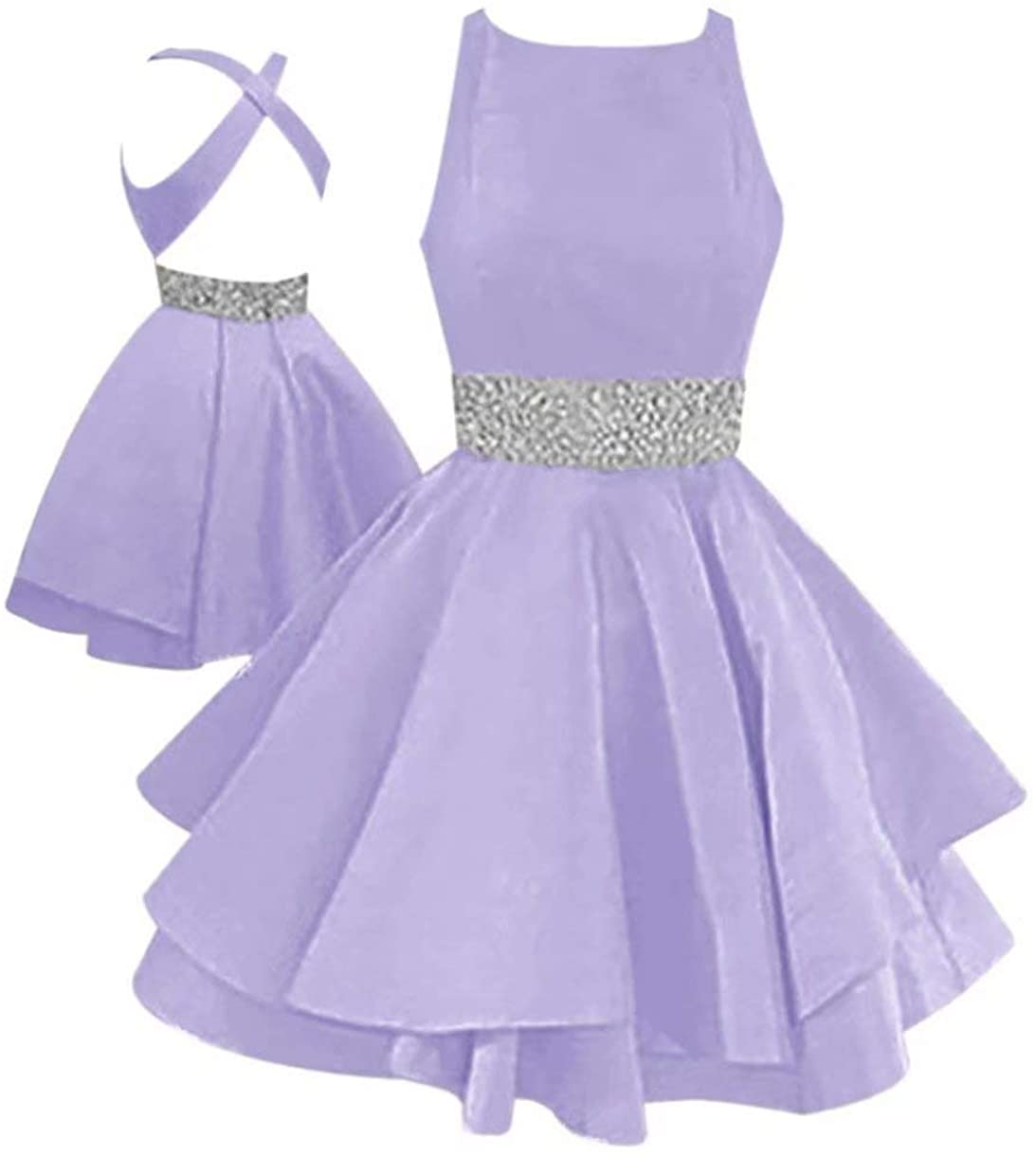 Price:$80.00    QueenBridal Womens Crew Beading Prom Gown Short Dress Mini Cocktail Dress Qb932  Clothing