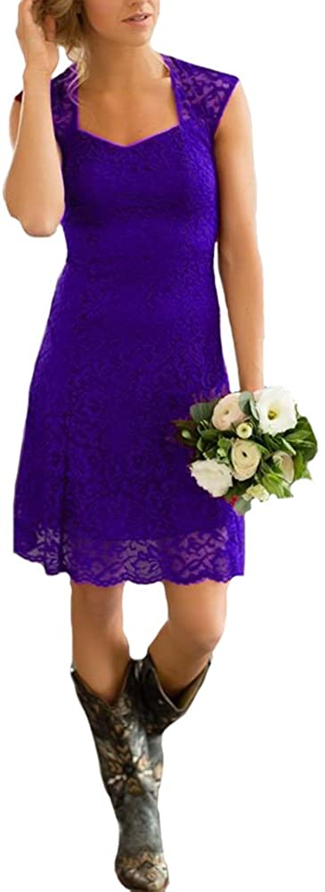 Price:$59.00 Lilyla Womens Country Knee Length Bridesmaid Dresses Full Lace Short Wedding Guest Dress at Amazon Women’s Clothing store