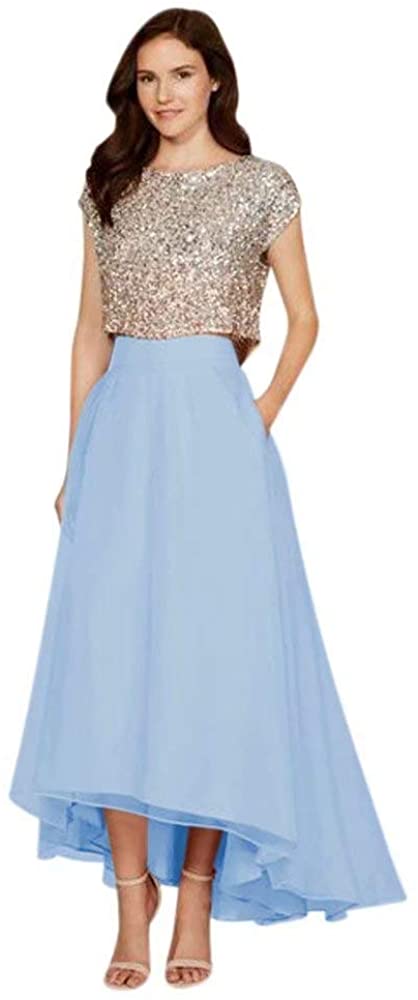 Price:$85.00    QueenBridal Women's Two Pieces Hi-Lo Dress Prom Gown Bridesmaid Dress Qb904  Clothing