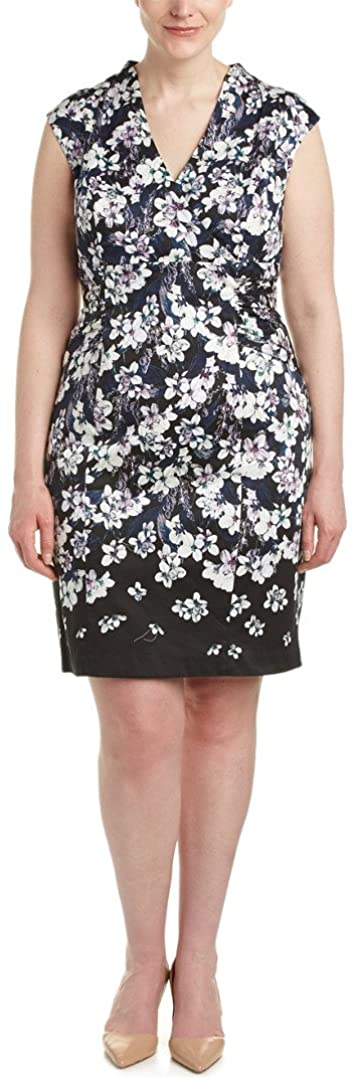 Price:$166.75    Adrianna Papell Women's Size High Neck Cotton Sheath Dress Plus, Black/Multi, 22W  Clothing
