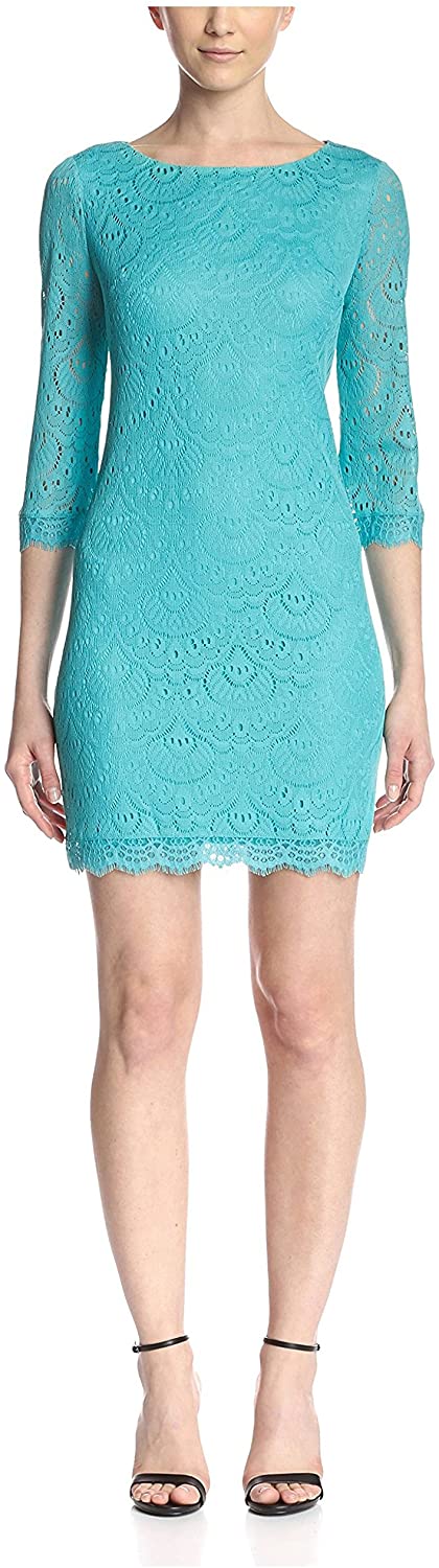 Price:$48.81    London Times Women's Lace Shift Dress, Mint, 14  Clothing