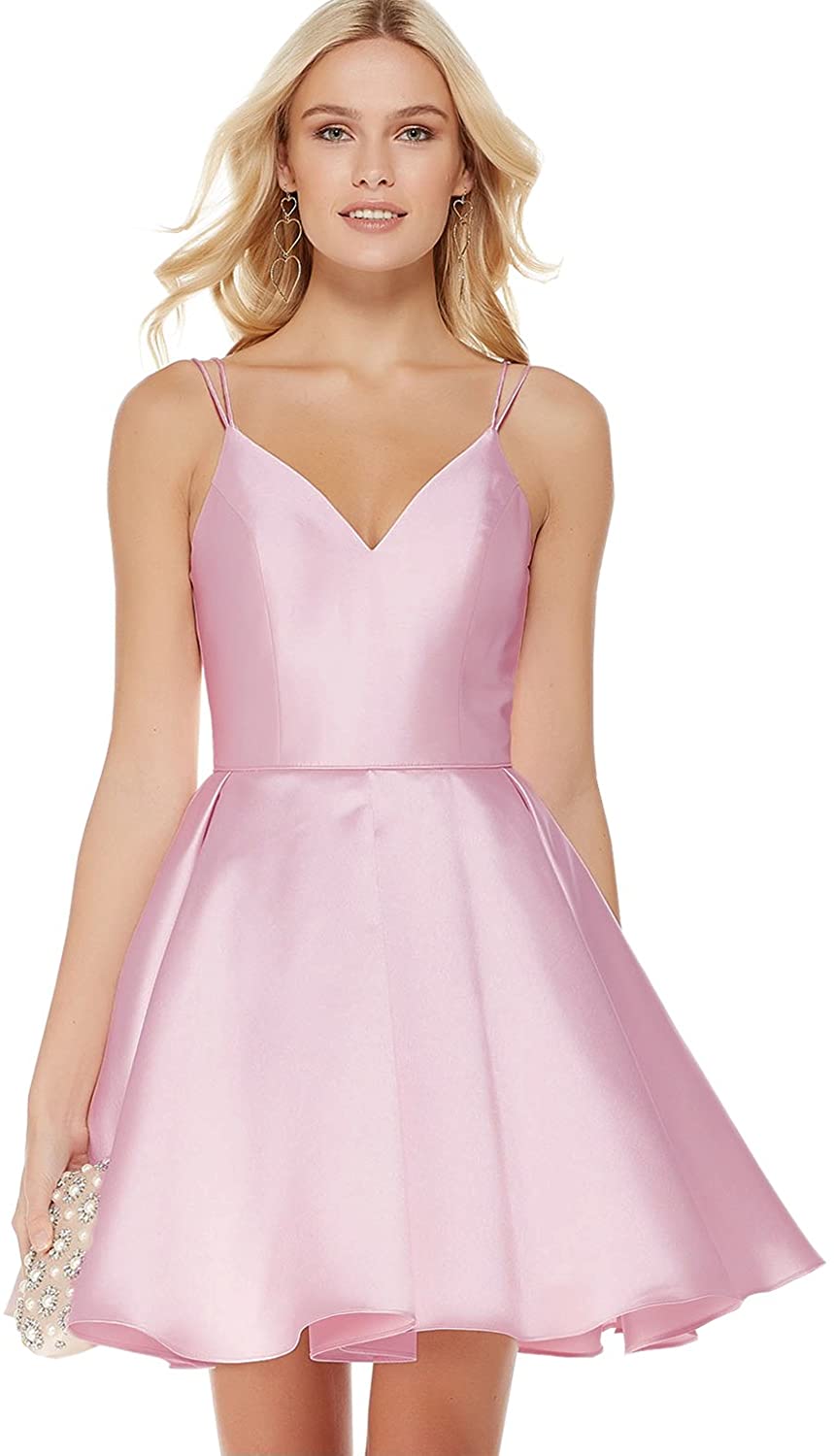 Price:$15.99 Yilis Women's A-Line Simple Satin Dress Short Evening Party Gown Ruched Skirt at Amazon Women’s Clothing store