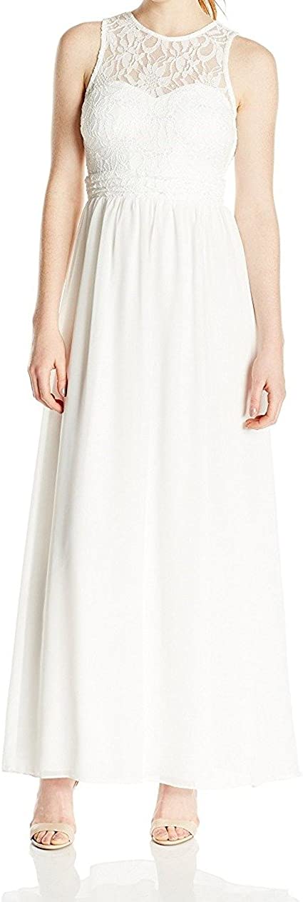 Price:$71.13    Speechless Junior's Lace/Sheer Matte Illusion Long Prom Dress  Clothing