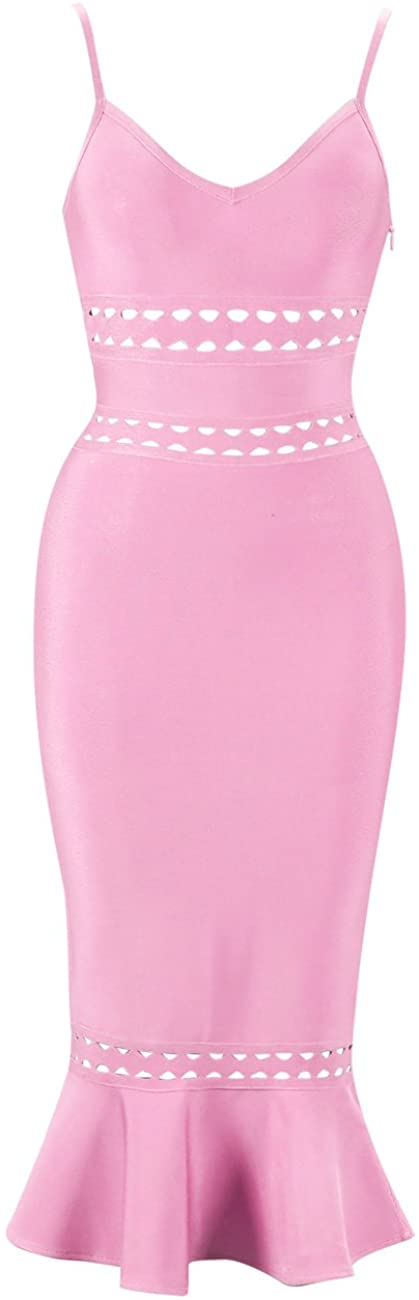 Price:$59.00 whoinshop Women's Strap Cut Out Mermaid Classy Midi Evening Party Bandage Dress at Amazon Women’s Clothing store