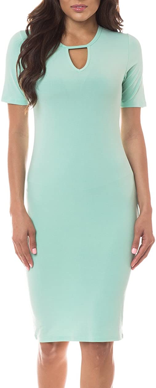Price:$18.99    Bodycon Dresses for Women with Sleeves Keyhole Midi Length  Clothing