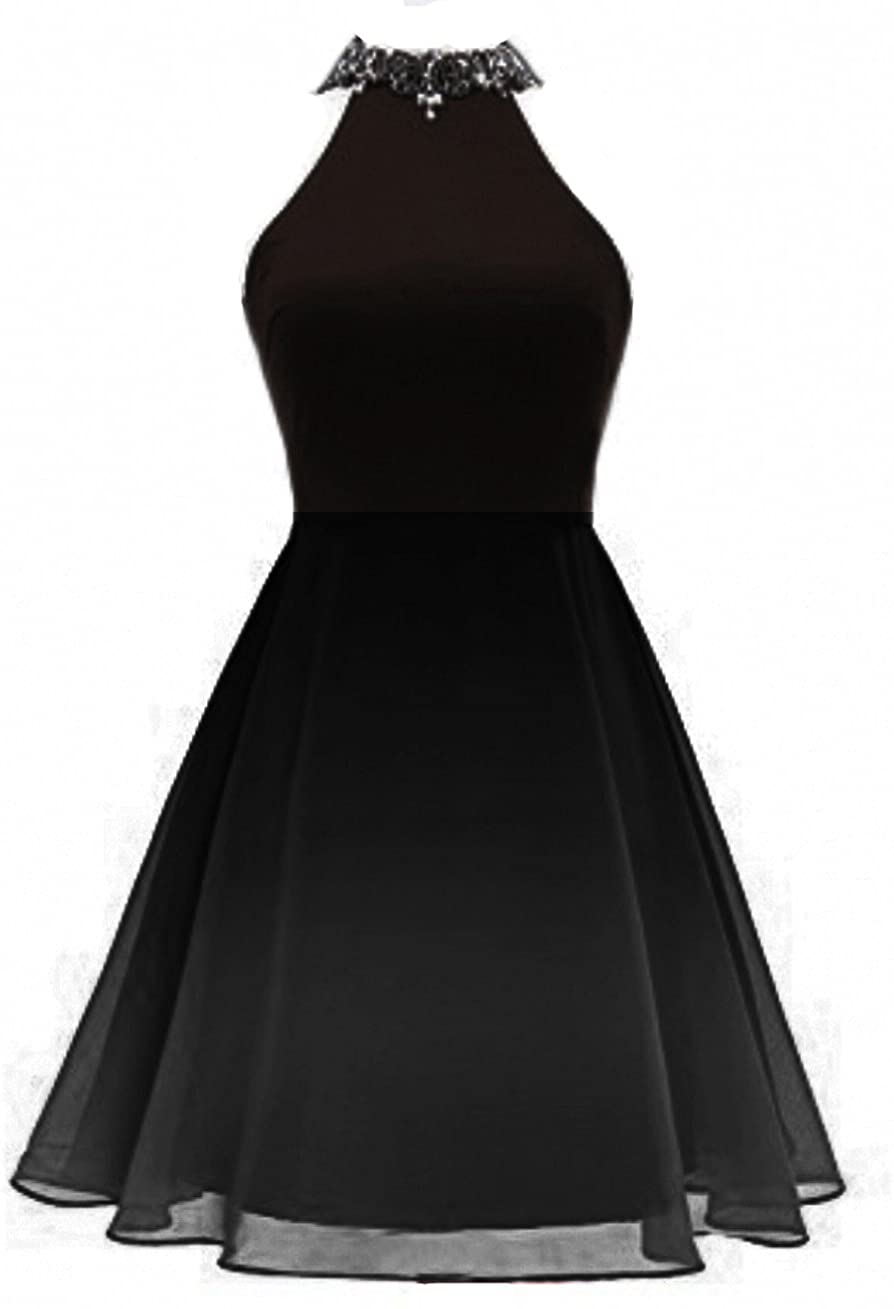 Price:$52.99 LEJY Women's Halter Beaded Homecoming Dresses Short Gradient Prom Dress 2019 at Amazon Women’s Clothing store