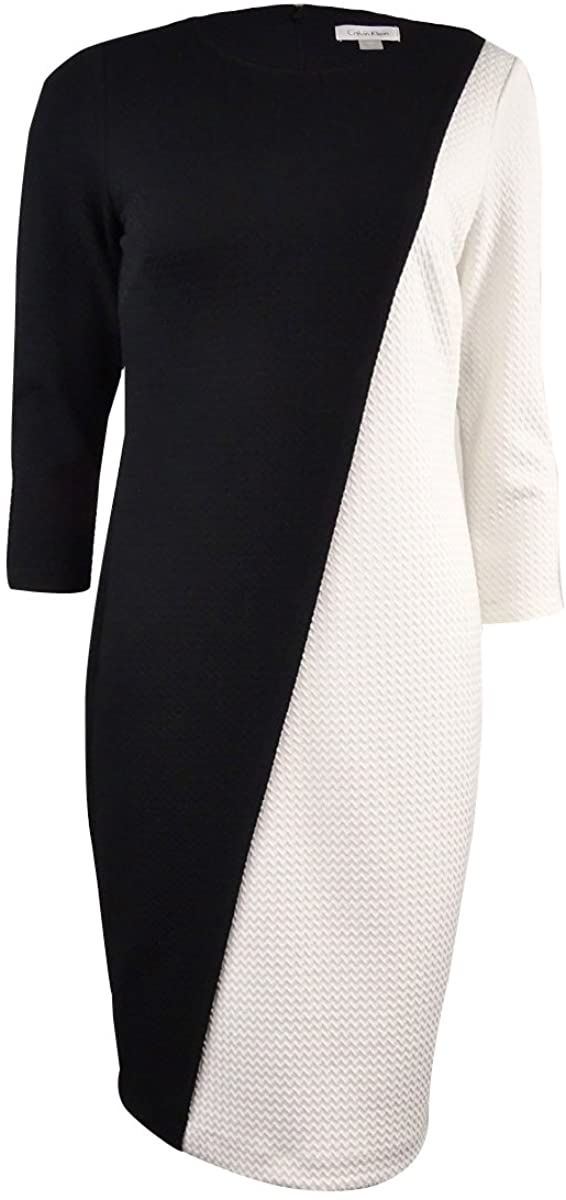 Price:$29.97    Calvin Klein Women's Petite Three-Quarter-Sleeve Color-Block Shift Dress  Clothing