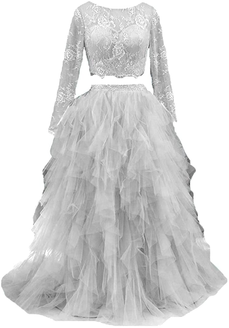 Price:$89.99    BanZhang Women's 2 Piece Long Sleeves Prom Dress For Juniors  Clothing