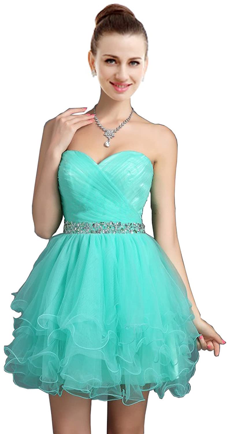 Price:$0.00    VaniaDress Women Crystals Tulle Short Homecoming Evening Dress V021LF  Clothing
