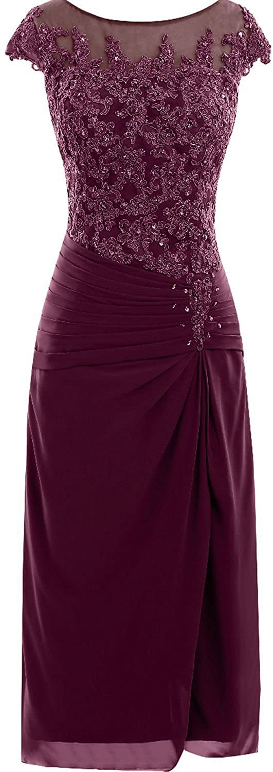 Price:$0.00 DINGZAN Knee Length Applique Mother of Bride Groom Dresses with Cap Sleeves at Amazon Women’s Clothing store